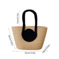 thumbnail image 3 of TIMIFIS Desktop Storage, Dorm Room Essentials Rope Woven Handbag Large Capacity Tote Bag Daily Versatile Shoulder Bag Splicing Color Casual Woven Bag Beach Bag, 3 of 6