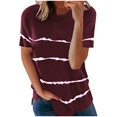 thumbnail image 2 of Pxiakgy T-Shirts pour Femmes Mode T-shirt Ample à Manches Courtes Col Rond Imprimé Rayé Hauts T-Shirts pour Femmes + L, 2 of 3