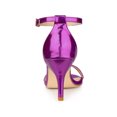 thumbnail image 2 of BLISSFUL STEP Women's Solid Color Open Toe Rhines Ankle Strap Stiletto Sandals Purple 6, 2 of 7