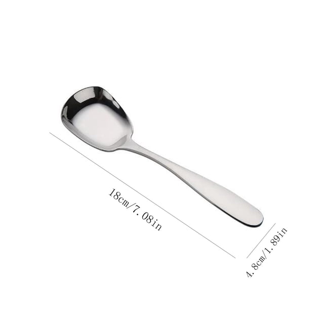 Meitianfacai 10pcStainless Steel Spoon Flat Bottom Spoon Dessert Spoon Rice Spoon