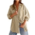 thumbnail image 1 of Yanlir Chemise de Bureau à Rayures pour Femme, Boutonnée, Manches Longues, Col à Revers, Tenue de Travail Décontractée, Hauts avec Poche (Jaune, 2TG), 1 of 7