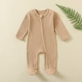 thumbnail image 1 of EGNMCR Rompers pour Enfants Tout-Petits Garçons Filles Mode Confortable Couleur Unie Fermeture Éclair Manches Longues Ramper Kid Rompers, 1 of 5