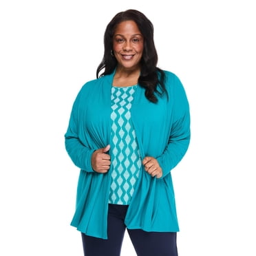 Karen Scott Women's Plus Cascading Cardigan