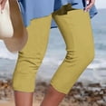 thumbnail image 2 of Yuyuzo Womens Plus Size Capris High Waisted Straight Leg Solid Color Bottom Capri Pants for Women 3/4 Slacks, 2 of 5