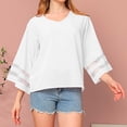 thumbnail image 2 of Timegard Hauts pour Femmes Col en V Manches 3/4 Chiffon Léger Ample Décontracté Fluide Haut Blouse Plage, 2 of 5