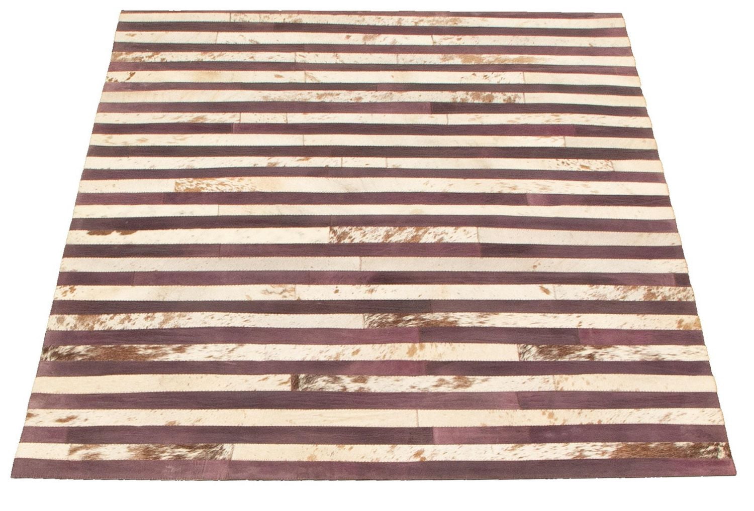 ECARPETGALLERY 4'8" x 6'7" Contemporary Cowhide Patchwork Handmade Area Rug for Living Room, Dining Room and Bedroom Brown