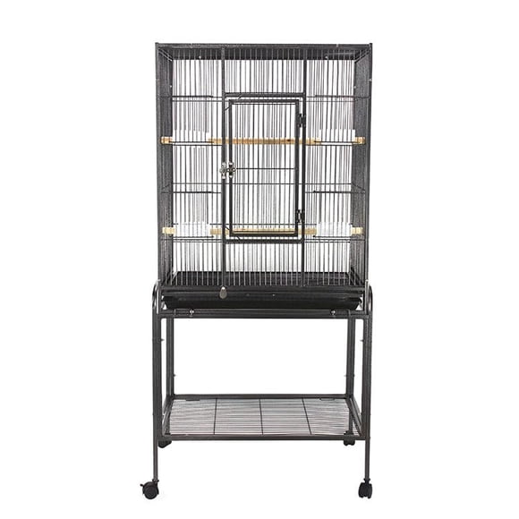 Bird Cage - Spacious 135x64x42.3cm Metal Aviary with Wheels - Black Indoor/Outdoor Cage for Budgies/Canaries/Cockatiels - Includes 4 Bowls & Wooden Perch"