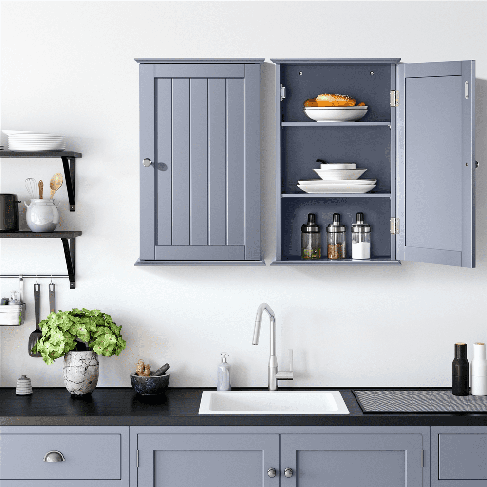 FullFurnique 3 Tier Adjustable Cabinet for Bathroom/Kitchen/Living Room, Gray