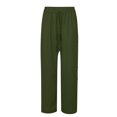 thumbnail image 4 of Jsaierl Side Split Palazzo Pants for Women Elastic Waisted Drawstring Lounge Linen Pants Solis Color Flowy Beach Vacation Trousers, 4 of 7