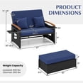 thumbnail image 3 of Costway Patio Rattan Daybed Set with Cushioned Loveseat & Storage Ottoman for Porch Navy + Black, 3 of 10