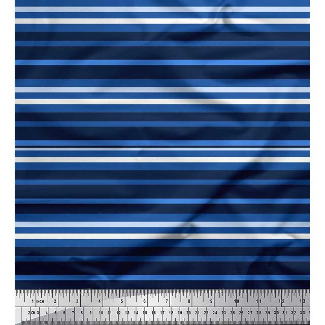 Soimoi Crepe Silk Fabric Horizontal Stripe Decor Fabric Printed Yard 42 Inch Wide