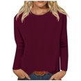 thumbnail image 1 of Timegard Womens Tops Long Sleeve Round Neck Solid Color Basic Tee Fall Casual Comfy Loose Tops Blouse, 1 of 5