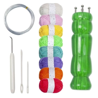 simhoa Bobine de Tricot Ensemble de Métier à Tisser à Main Bricolage Mini Machine à Tricoter pour Tube Foulard Sangle Vert 8 Couleurs