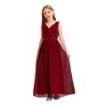 thumbnail image 3 of TTAO Robe en Chiffon Sans Manches Col en V Perles Mariage Demoiselle d'Honneur Soirée Bal Formel Bourgogne 14, 3 of 7