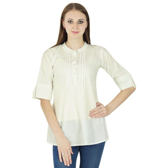 Robe Haut Boho Unie Tenue Décontractée Tunique Vêtements pour Femmes Coton Robe d'Été