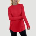 thumbnail image 3 of 2025 Chemises Opaques Unies Décontractées pour Femmes Couleur Ample Col Rond Chemises à Manches Longues pour Femmes Manches Longues Manches Raglan Chemises de Course à Manches Longues T-Shirt, 3 of 4