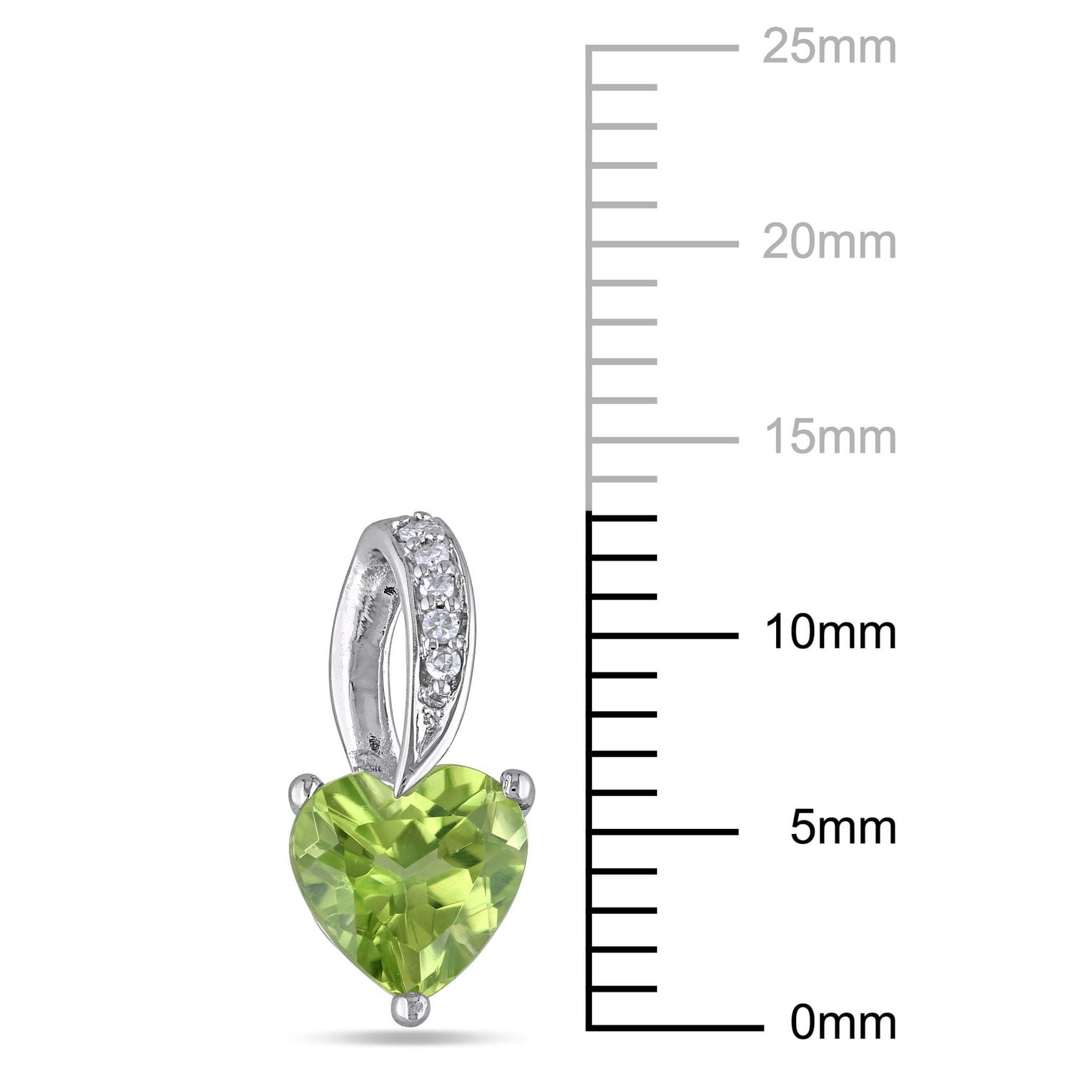 Tangelo 1-3/4 Carat T.G.W. Peridot and Diamond-Accent 10 K White Gold Heart Earrings