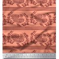 thumbnail image 1 of Soimoi Poly Georgette Fabric Stripe,Leaves & Hen Block Print Fabric by Yard 52 Inch Wide, 1 of 3