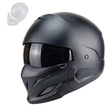 Amdohai Motorcycle Helmet Vintage Combined Helment Half-Helmet Street Bike Safety Helmet Shock Absorption with Detachable Face Cover for Men & Women All Seasons