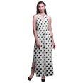 thumbnail image 1 of Bimba Geometric Ladies Crew Neck Waist String Print Maxi Dress with Side Slits Summer Wear-X-Large, 1 of 6