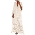 thumbnail image 1 of FhsagQ Cache-Maillot en Résille pour Femmes Ensembles Femmes Mode Uni Dentelle Patchwork Franges Robe à Manches Longues Robe de Plage Vacances Cache-Maillot pour Femmes Ouvert à l'Entrejambe Grande Taille Cache-Maillot pour Femmes Jeu de Rôle Beige G, 1 of 6