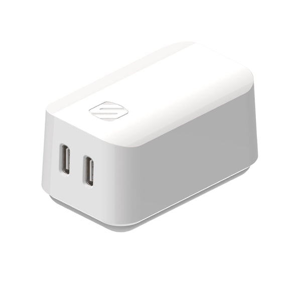 Chargeur mural rapide 35 watts HPDCC35WT-SP Scosche PowerVolt à double port USB-C Power Delivery 3.0 Blanc