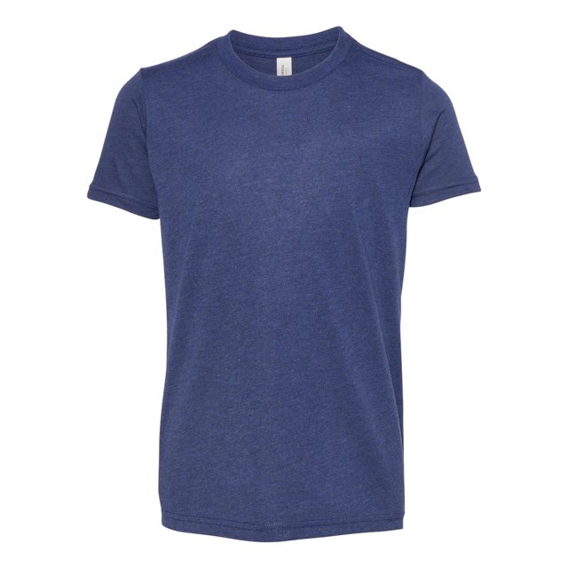 Bella Canvas Youth Short Sleeve Triblend Tee, M, Navy Triblend