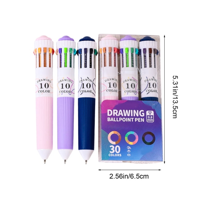 One On One 30 Colors Ballpoint Pen Set One Multi-Color Ballpoint Pen Colorful Soft Grip Handbook Marker 0.8Mm Student Drawing Pen 20Ml 30 for 30