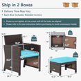 thumbnail image 4 of Costway Ensemble de Mobilier de Terrasse en Rotin 5 Pcs Pouf Coussin avec Housse Gain de Place Turquoise, 4 of 10