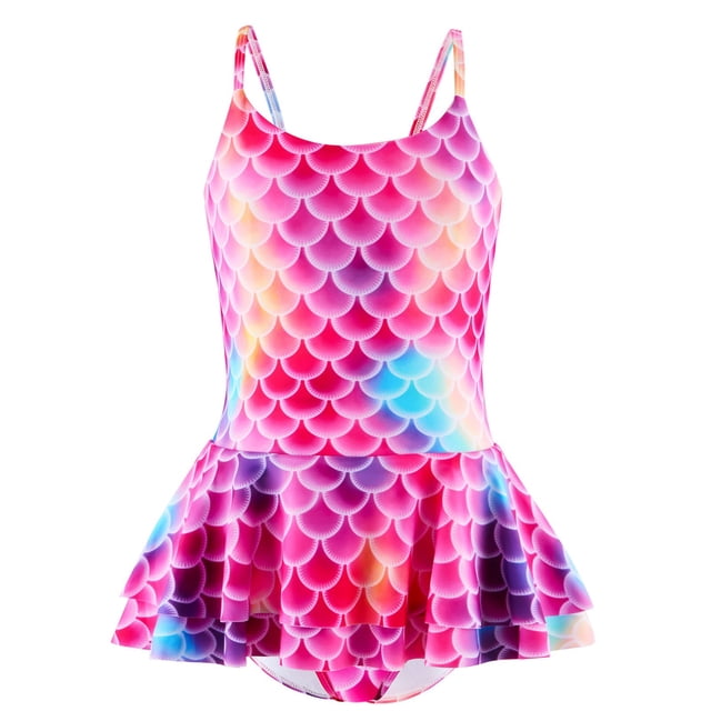 MIASHUI Girls' Swimsuit 1PC Swimsuit With Adjustable Shoulder Straps For Swimming Lessons Summer Hot Pink,5-6 Years