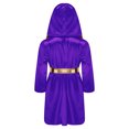 thumbnail image 2 of CHICTRY Garçons Enfants Robe de Boxe à Capuche Tenue de Boxe Manches Longues Garniture Métallique Peignoir en Satin avec Ensemble de Shorts Violet 14, 2 of 5