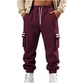thumbnail image 2 of Ceisia Men Solid Color Loose Casual Pants Elastic Waist Drawstring Sports Gift Work Trousers, 2 of 9