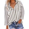 thumbnail image 2 of TIMIFIS Women's Striped Button Up Shirts Fall Casual V Neck Shirt with Cufflink and Adjustable Sleeve Tops, 2 of 8