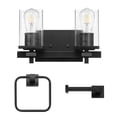 thumbnail image 1 of 3-Piece Matte Black Powder Room Set with 13" 2-Light Vanity Fixture, 91007982, 1 of 9