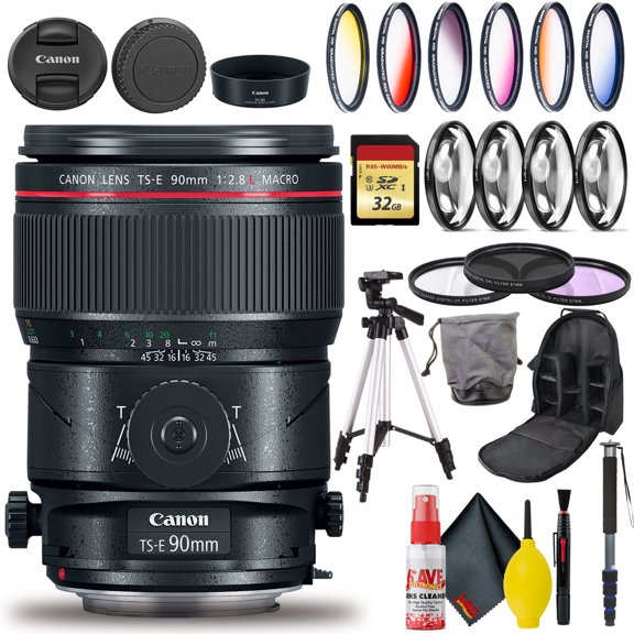 Canon TS-E Objectif Macro 90 mm à Inclinaison et Décalage (Modèle Intl) avec SSD 32 Go, Sac et Plus (Modèle International)
