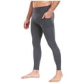 thumbnail image 3 of Sentmoon Compression Pants Men Running Tights for Men Men Solid Color Pocket High-Elastic Yoga Pants Control Breathable Warm Running Cycling Sports Fitness Pants for Weekend and Lounge Wear, 3 of 7