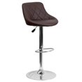 thumbnail image 1 of Contemporary Brown Vinyl Bucket Seat Adjustable Height Barstool with Diamond Pattern Back and Chrome Base, 1 of 9