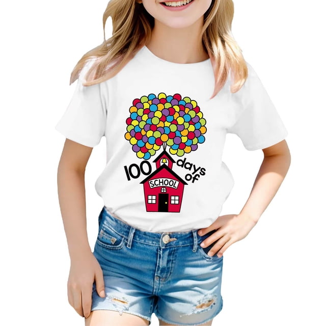 Hauts d'Été pour Garçons en Bas Âge T-Shirts d'École Respirants Mignons Lettres Graphiques Col Rond Manches Courtes T-Shirts de Printemps pour Garçon 8-9T