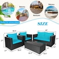 thumbnail image 2 of Patiojoy 4PCS Patio Rattan Wicker Conversation Furniture Set Sectional Sofa & Coffee Table, 2 of 6