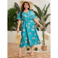 thumbnail image 1 of U.Vomade Women's Plus Size Dress Floral Button Dress, 1 of 6