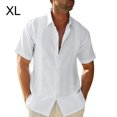 thumbnail image 4 of ziyahi Traveling Casual Style Men's Button Down Shirt Summer Pool Party Solid Color Simple Design Slim Fit Tops Daily Clothes White XL, 4 of 5