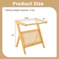 thumbnail image 4 of Costway Rattan Side Table Bamboo Accent Bedside Table with Tempered Glass Top Natural, 4 of 10