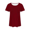 thumbnail image 4 of AherBiu Tuniques pour Femmes Amples Décontractées à Manches Courtes Couleur Unie Confortables d'Été à Col Rond Blouse T-Shirts, 4 of 7