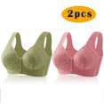 thumbnail image 2 of Yuyuzo Front Closure Bras for Women Plus Size 2 Pack Full Support Wireless Comfortable Everyday Bra, 2 of 3