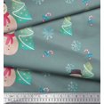 thumbnail image 3 of Soimoi Green Velvet Fabric Snowman & Tree Christmas Printed Fabric 1 Yard 58 Inch Wide, 3 of 5