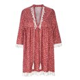 thumbnail image 4 of Jusqu'à 65 % de Rabais! Robes d'Été Mode pour Femmes 2024 Grande Taille Col en V Imprimé Manches 3/4 Mini-Robe en Dentelle Patchwork, 4 of 6