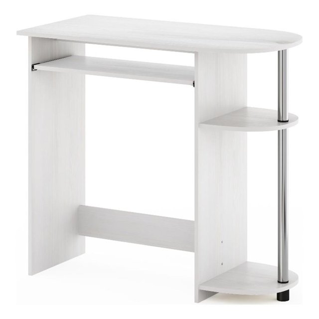 Pemberly Row Bureau d'Ordinateur à Assemblage Facile en Tubes d'Acier Inoxydable Blancs