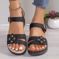 thumbnail image 5 of Styesk Womens Sandals Summer New Foreign Trade Large Size Wedge With Fish Mouth Solid Color Large Size One Line Buckle Beach Sandals, 5 of 5