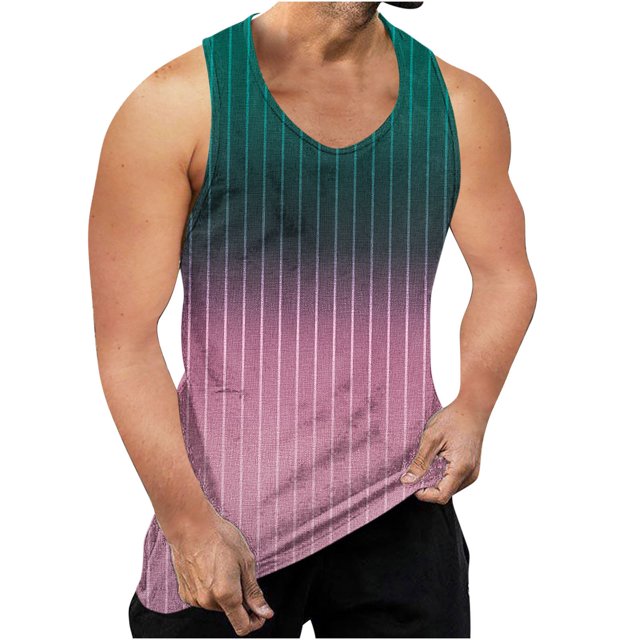 WAENQINLA Débardeurs pour Hommes Plage Musculation T-Shirts Sans Manches Amples à Rayures T-Shirts Graphiques Course Stringer Débardeurs pour Hommes Débardeurs pour Hommes à Moins de 5 $