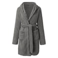 thumbnail image 4 of Penkiiy Womens Plush Soft Robe Warm Fleece Shawl Collar Bathrobe Fluffy Long Robes with Pockets 2XL Gray, 4 of 6